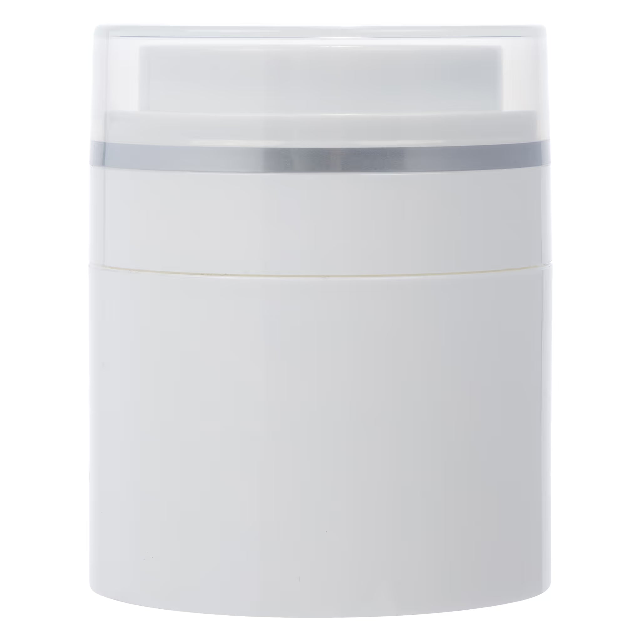 Airless Jar, Natural Cap with Matte Silver Band, White Pump, PP, 50 mL