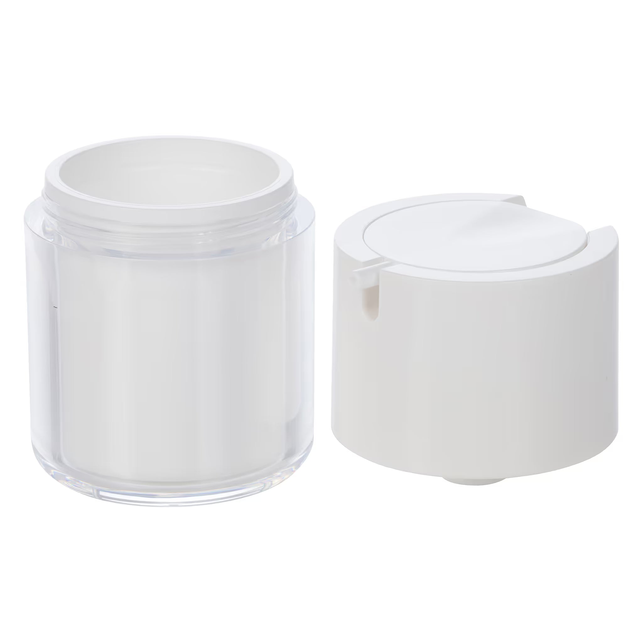 Airless Jar, Smooth White Dispensing Cap, Clear Body with White Inner Cup 50 mL