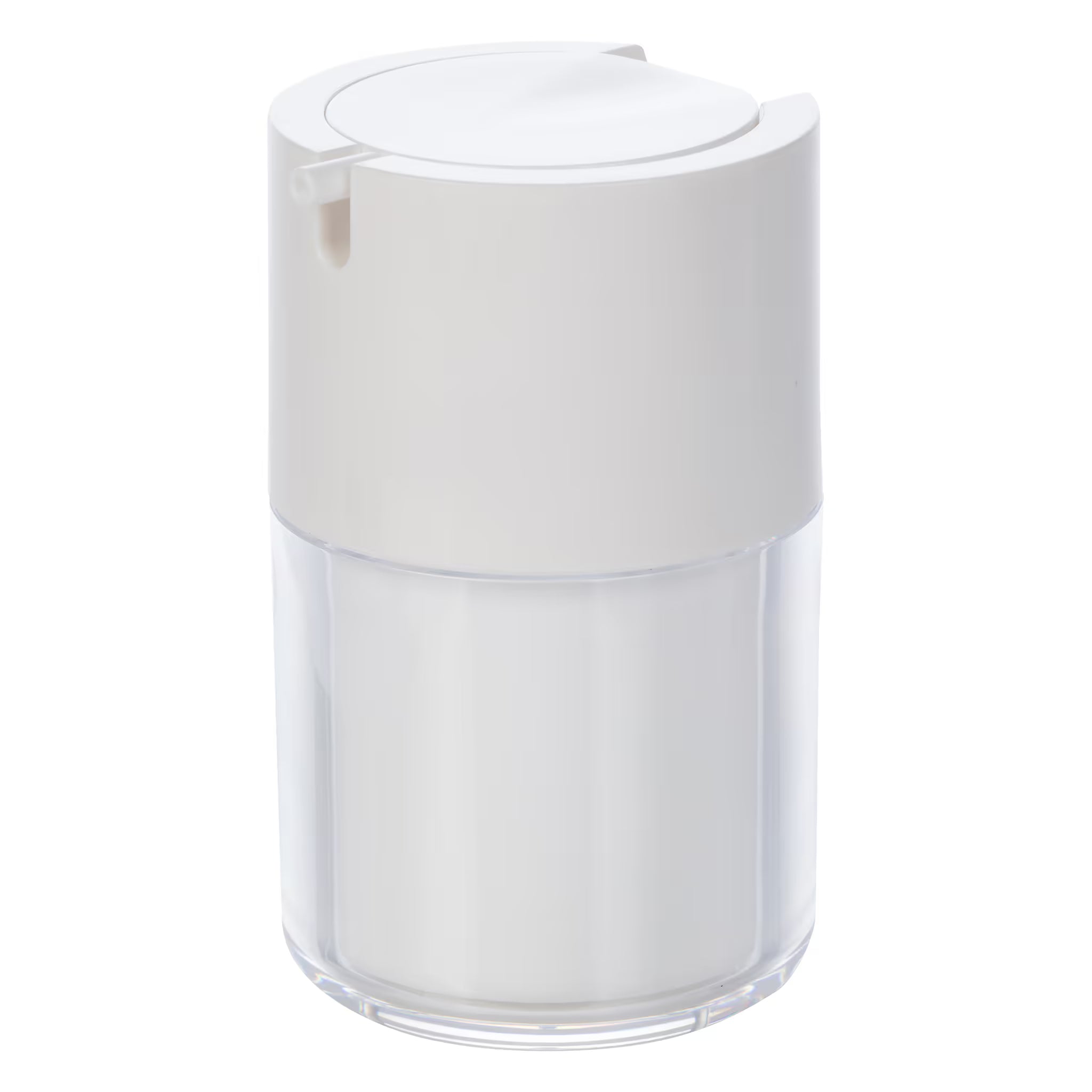 Airless Jar, Smooth White Dispensing Cap, Clear Body with White Inner Cup 50 mL